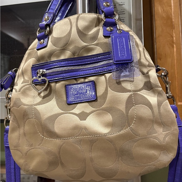 Coach Handbags - Coach poppy  Beige and Purple Women's Bag
